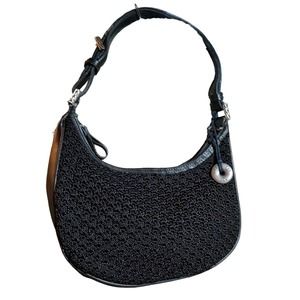 The Sak Black Crochet & Faux Leather Bag